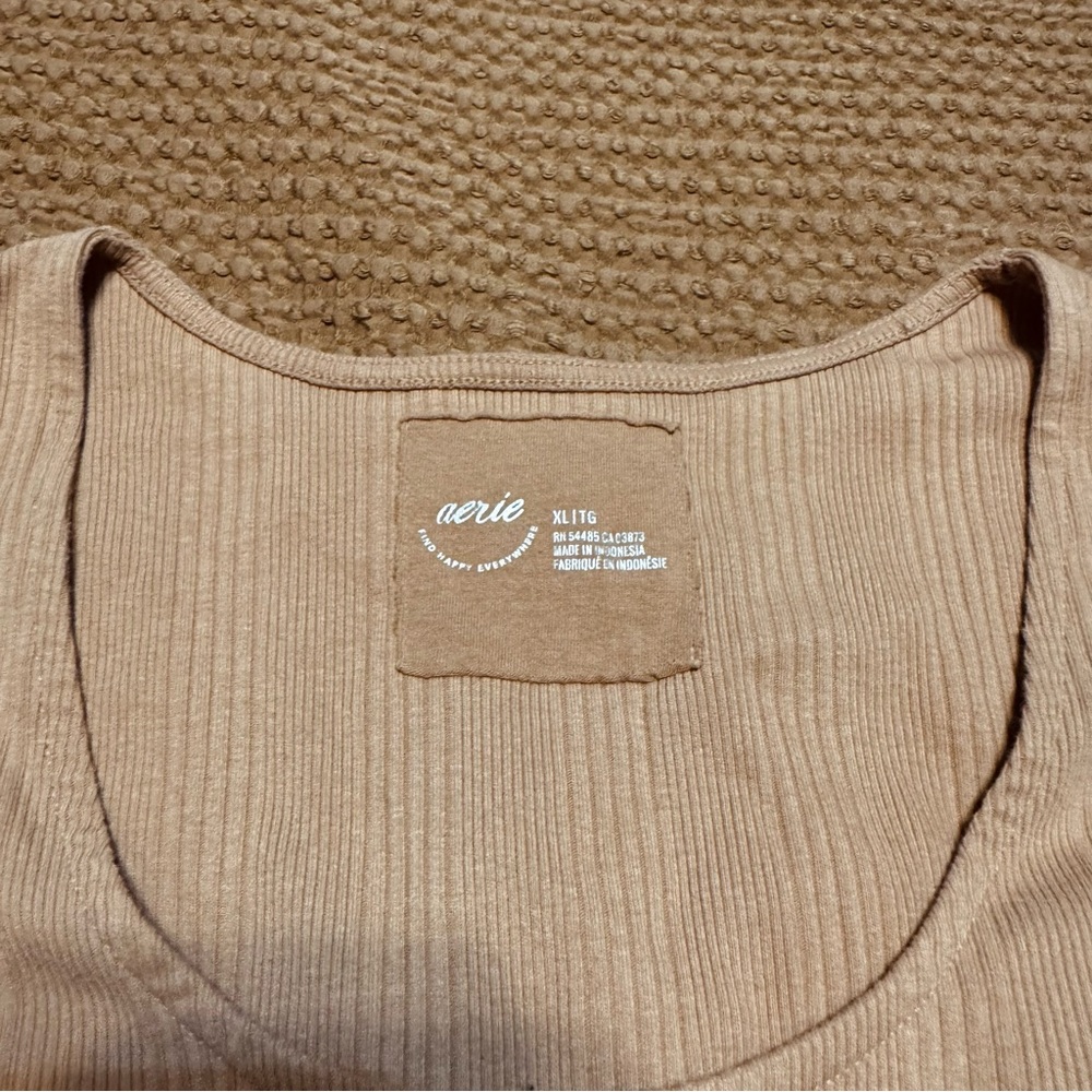 Aerie Ribbed Scoop Neck Bodysuit in tan